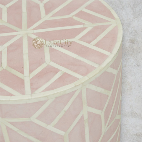 Bone Inlay Geometric Design Amelia Side Stool Table