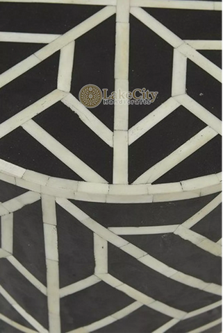 Bone Inlay Geometric Design Amelia Side Stool Table
