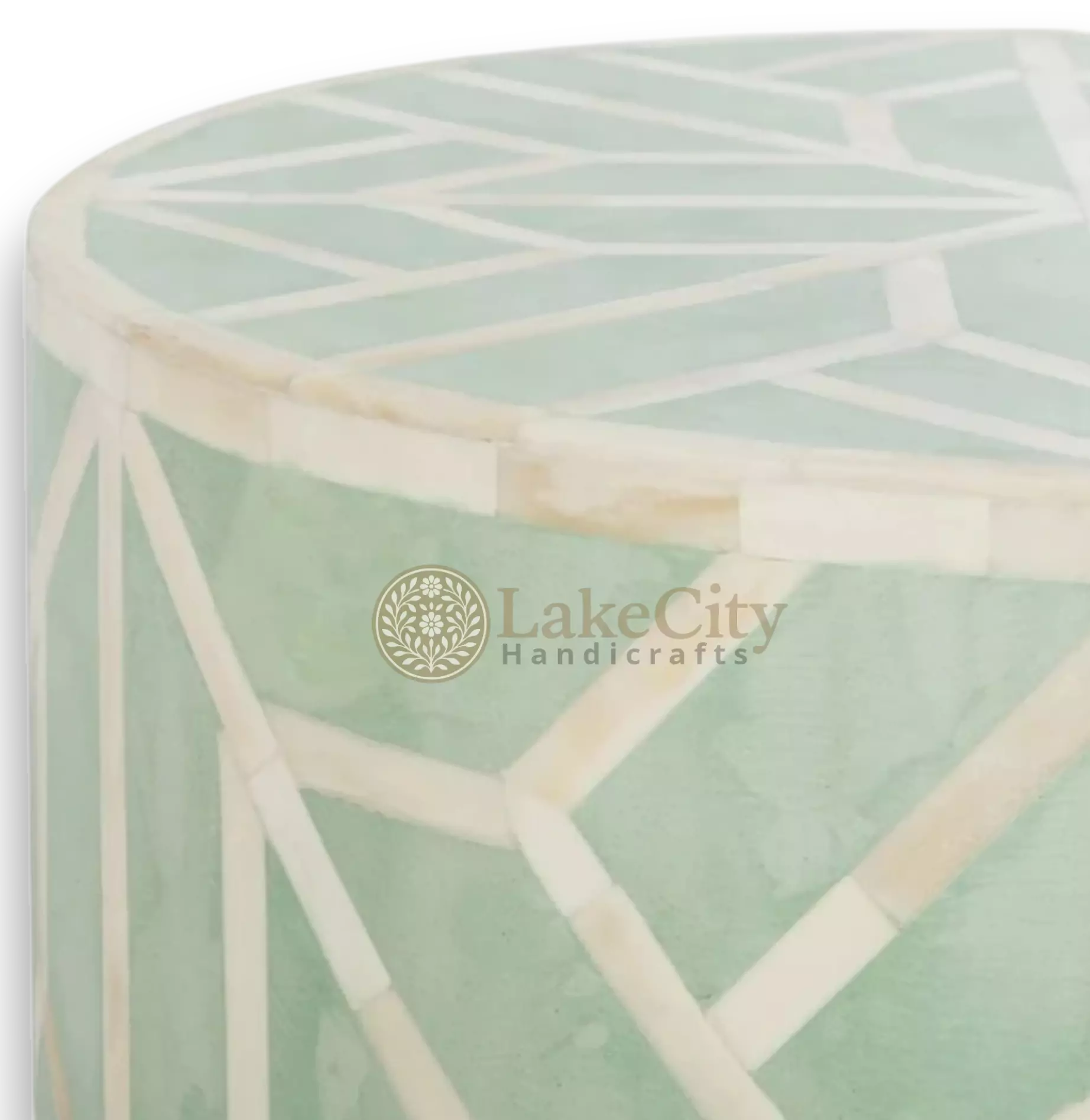 Bone Inlay Geometric Design Amelia Side Stool Table