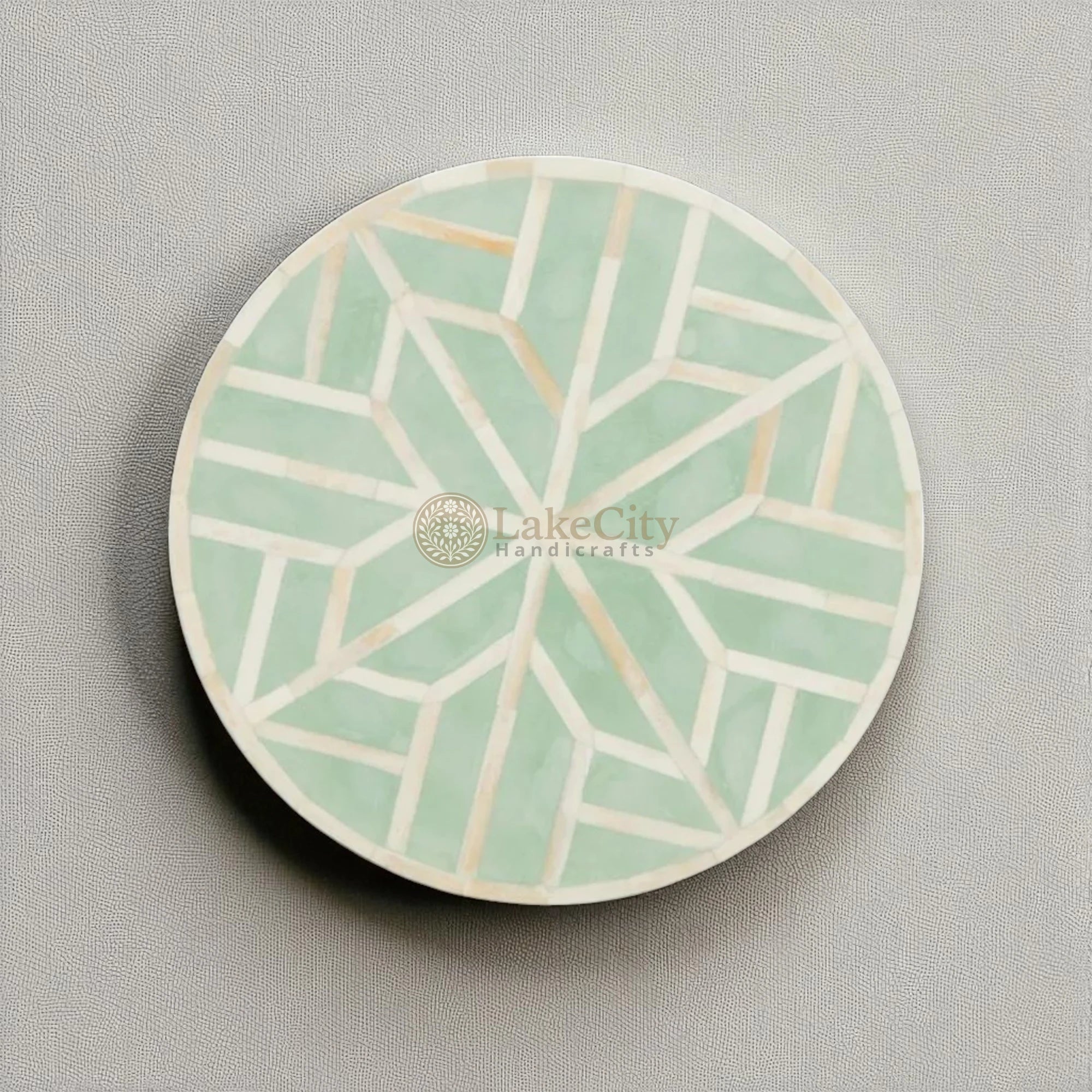 Bone Inlay Geometric Design Amelia Side Stool Table