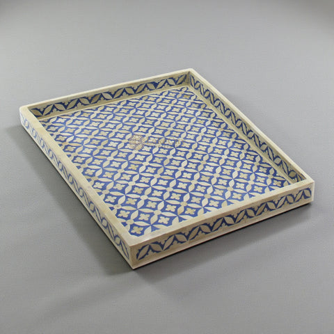 Bone Inlay Geometric Design Tray Blue