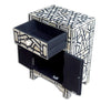 Bone Inlay Geometric Star 1 Drawer 2 Door Bedside Table Black 4