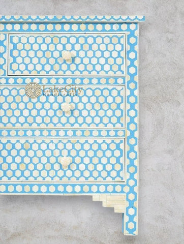 Bone Inlay Hexagon Design 4 Drawers Chest