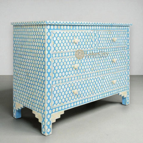Bone Inlay Hexagon Design 4 Drawers Chest