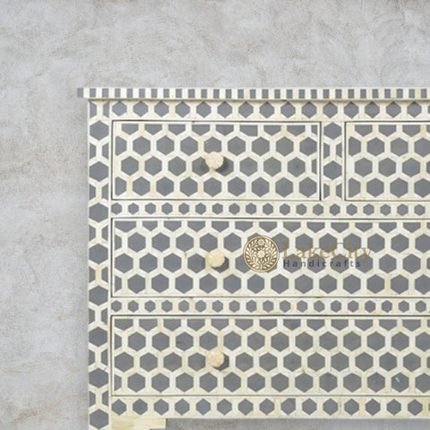 Bone Inlay Hexagon Design 4 Drawers Chest