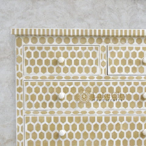 Bone Inlay Hexagon Design 4 Drawers Chest