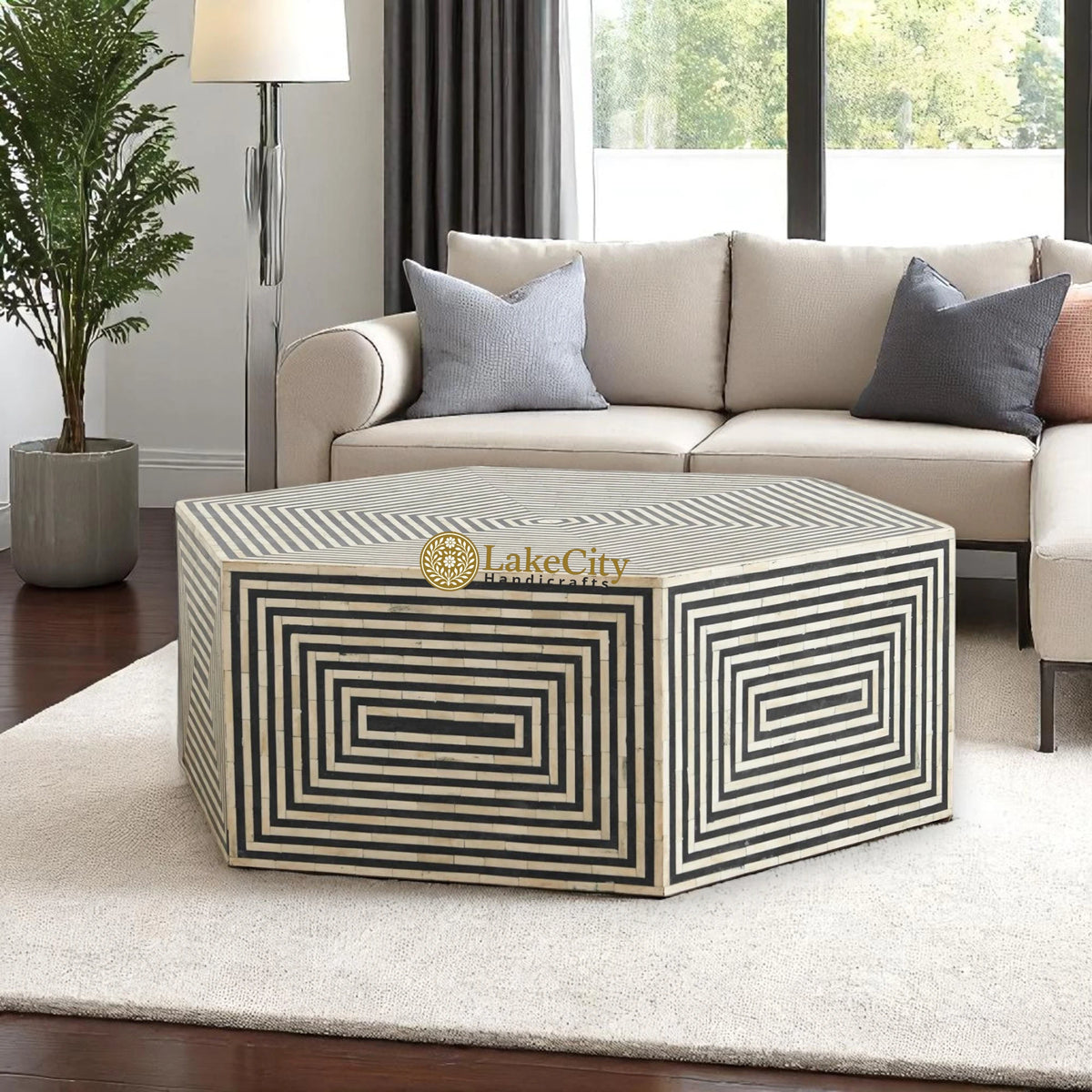 Exaonal Table Bone Inlay Hexagonal Coffee Table | Center Table – Lakecity Handicrafts
