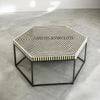 Bone Inlay Hexagonal Stripe Design Center Table Black | Bone Inlay Hexagonal Stripe Design Coffee Table Black