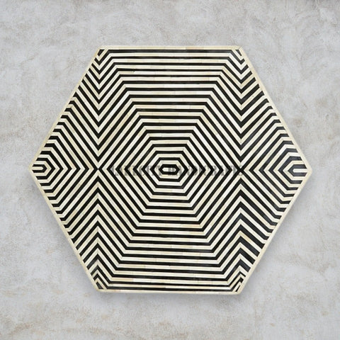 Bone Inlay Hexagonal Stripe Design Center Table Black | Bone Inlay Hexagonal Stripe Design Coffee Table Black
