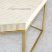 Bone Inlay Hexagonal Stripe Design Coffee Table White | Bone Inlay Hexagonal Stripe Design Center Table White