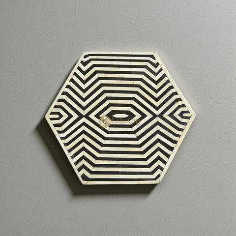Bone Inlay Hexagonal Stripe Side Table Black