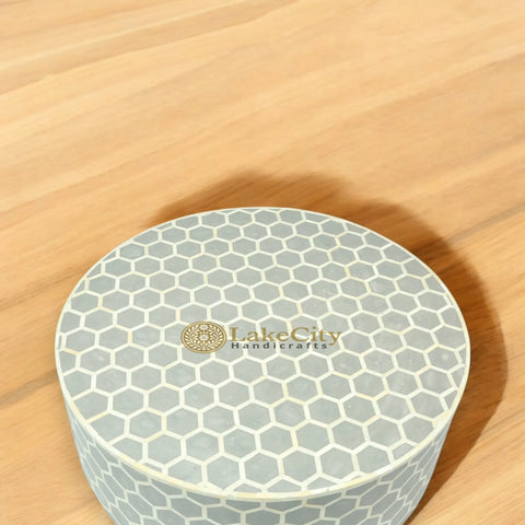 Bone Inlay Honeycomb Design Round Coffee Table | Bone Inlay Honeycomb Design Centre Table