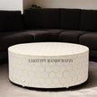 Bone Inlay Honeycomb Design Round Coffee Table White | Bone Inlay Honeycomb Design Round Center Table White