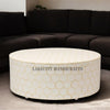 Bone Inlay Honeycomb Design Round Coffee Table White | Bone Inlay Honeycomb Design Round Center Table White