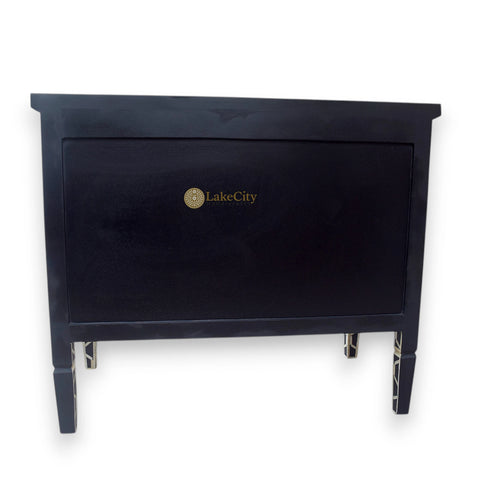 Bone Inlay Honeycomb Design 2 Drawers Chest Black