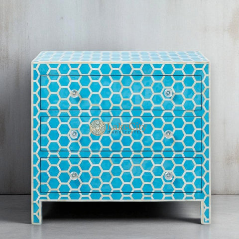 Bone Inlay Honeycomb Design 3 Drawers Chest | Bone Inlay Honeycomb Design 3 Drawers Dresser Table