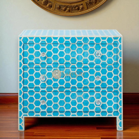 Bone Inlay Honeycomb Design 3 Drawers Chest | Bone Inlay Honeycomb Design 3 Drawers Dresser Table