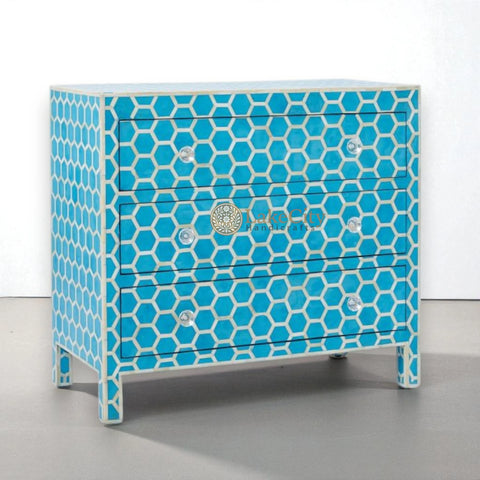 Bone Inlay Honeycomb Design 3 Drawers Chest | Bone Inlay Honeycomb Design 3 Drawers Dresser Table