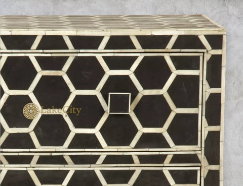 Bone Inlay Honeycomb Design 3 Drawers Chest | Bone Inlay Honeycomb Design 3 Drawers Dresser Table