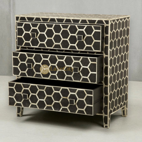 Bone Inlay Honeycomb Design 3 Drawers Chest | Bone Inlay Honeycomb Design 3 Drawers Dresser Table