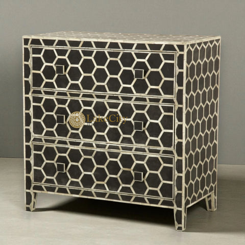Bone Inlay Honeycomb Design 3 Drawers Chest | Bone Inlay Honeycomb Design 3 Drawers Dresser Table