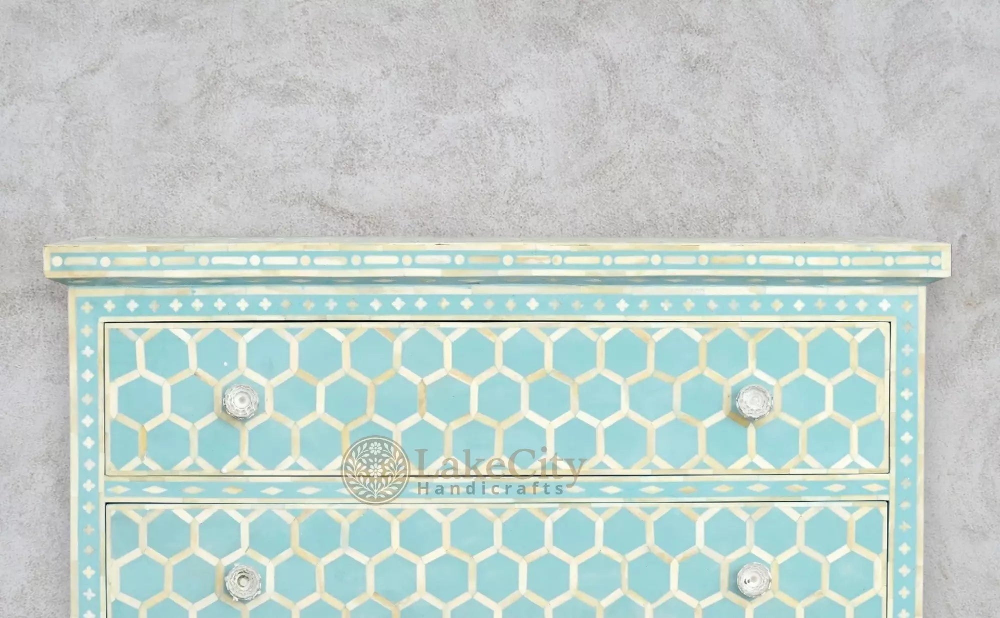 Bone Inlay Honeycomb Design 3 Drawers Chest | Bone Inlay Honeycomb Design 3 Drawers Dresser Table