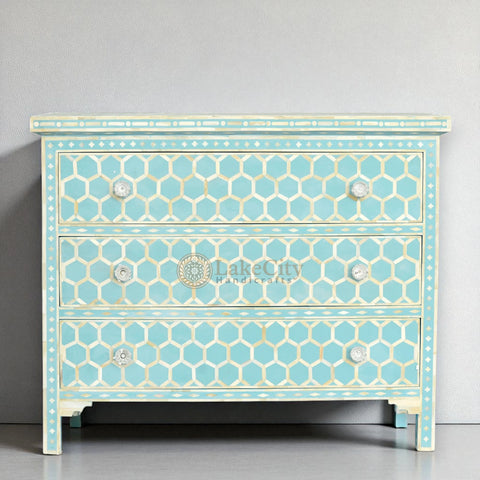 Bone Inlay Honeycomb Design 3 Drawers Chest | Bone Inlay Honeycomb Design 3 Drawers Dresser Table
