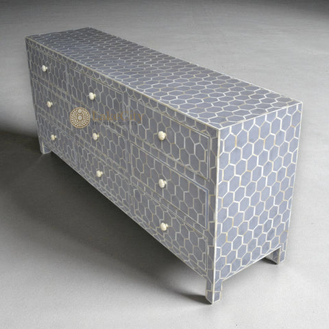 Bone Inlay Honeycomb Design 9 Drawers Chest | Bone Inlay Honeycomb Design 9 Drawers Dresser Table