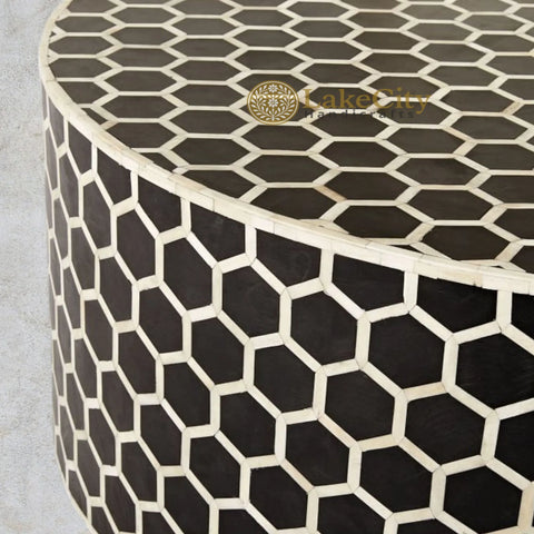Bone Inlay Honeycomb Design Round Coffee Table | Bone Inlay Honeycomb Design Centre Table