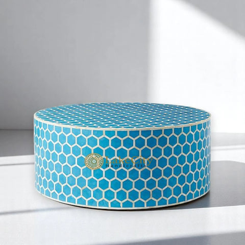 Bone Inlay Honeycomb Design Round Coffee Table | Bone Inlay Honeycomb Design Centre Table