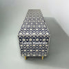 Bone Inlay Ikat Design 4 Doors Media Console Table Indigo Blue | Bone Inlay Ikat Design Entertainment Unit