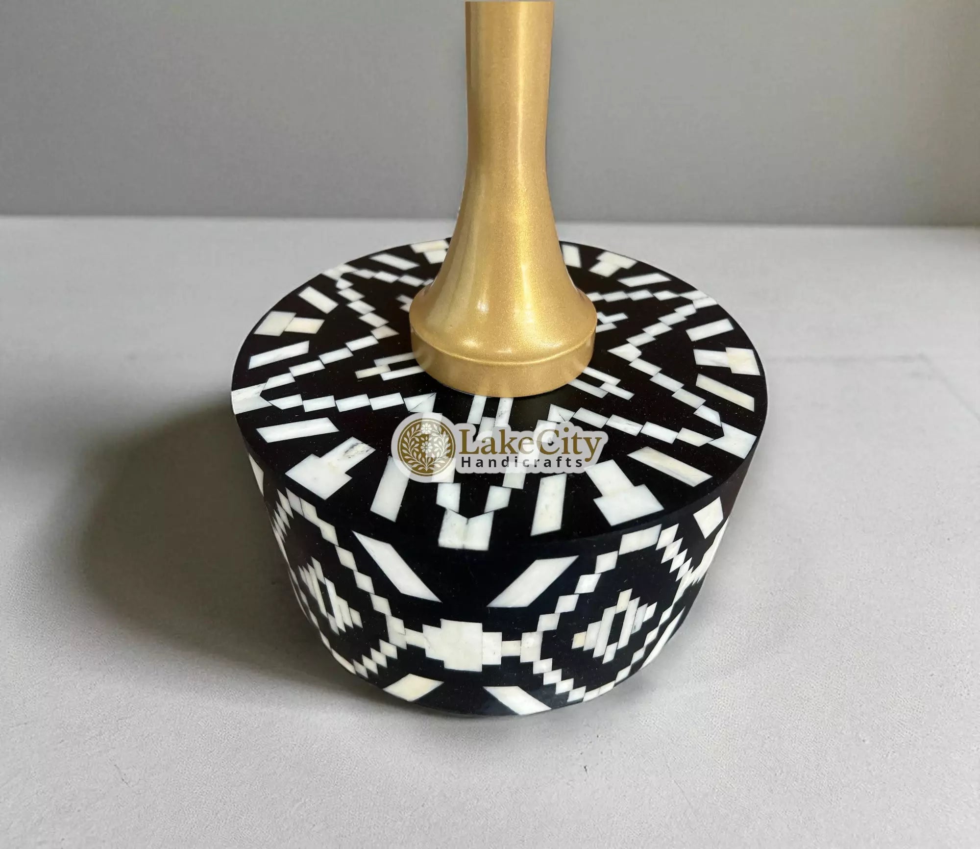 Ikat Bone Inlay End Table Black