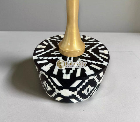Ikat Bone Inlay End Table Black