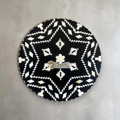 Ikat Bone Inlay End Table Black