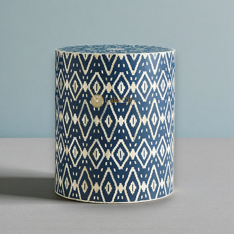 Ikat Bone Inlay Side Table Indigo