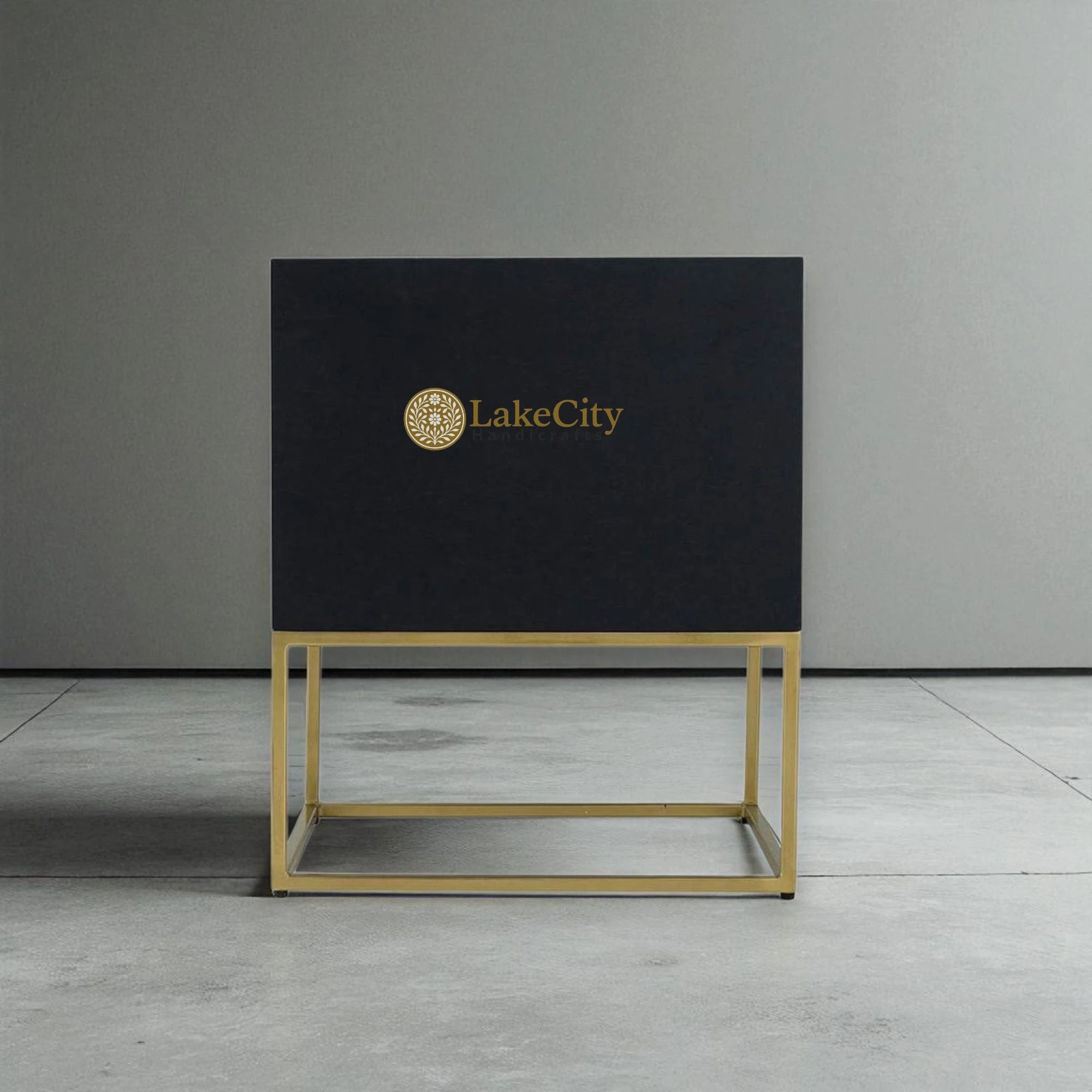 Bone Inlay Illusion 2 Drawers Bedside Table Black
