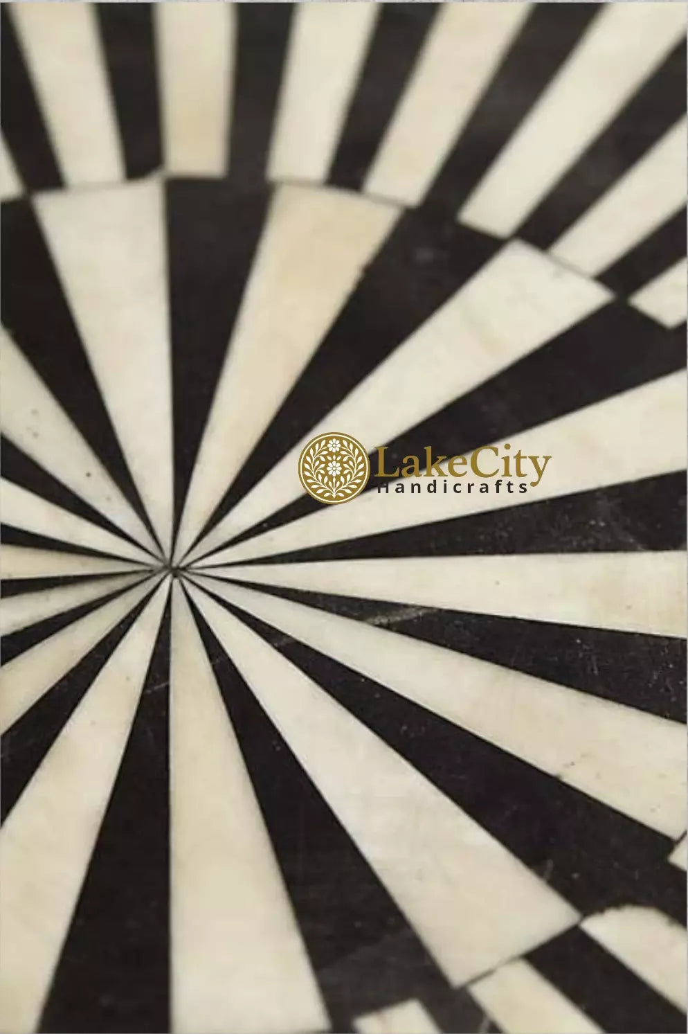 Bone Inlay Illusion Stripe Center Table Black | Bone Inlay Coffee Table Round