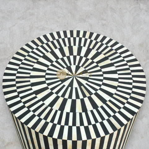Bone Inlay Illusion Stripe Side Table Black