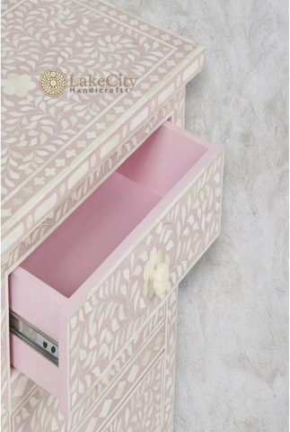 Bone Inlay Floral Design 3 Drawers Big Bedside Table | Bone Inlay Floral Design 3 Drawers Big Nightstand Table