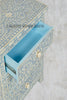 Bone Inlay Floral Design 3 Drawers Big Bedside Table Light Blue | Bone Inlay Floral Design 3 Drawers Big Nightstand Table Light Blue