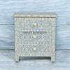 Bone Inlay Floral Design 3 Drawers Big Bedside Table Light Blue | Bone Inlay Floral Design 3 Drawers Big Nightstand Table Light Blue
