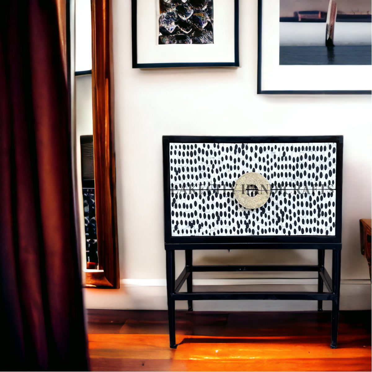 Full Bone 2 Drawer Bedside Black Ready to Ship