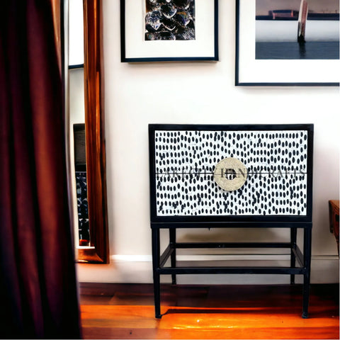 Full Bone 2 Drawer Bedside Black Ready to Ship