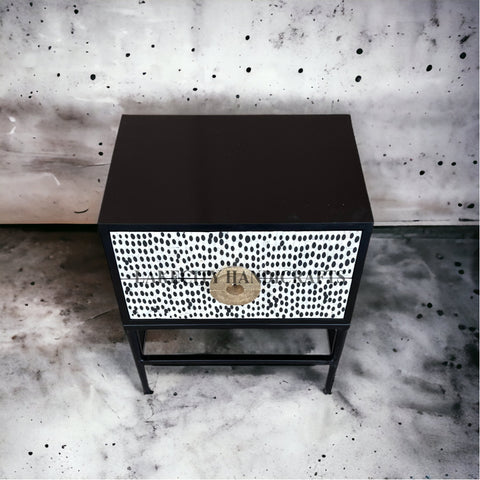 Full Bone 2 Drawer Bedside Black Ready to Ship