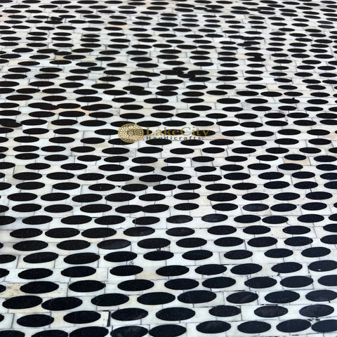 FUSION Full Bone Inlay Round Coffee Table Black | Bone Inlay Centre Table