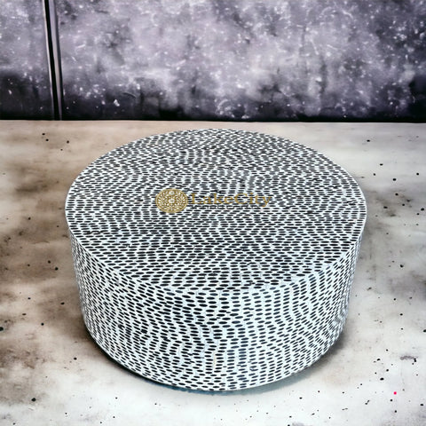 FUSION Full Bone Inlay Round Coffee Table Black | Bone Inlay Centre Table