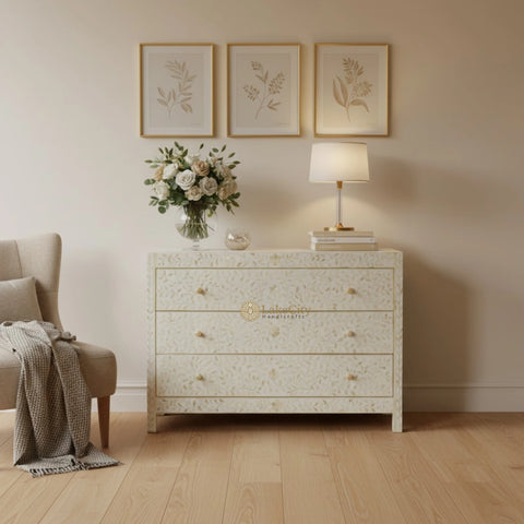 Bone Inlay Lexi Dresser White