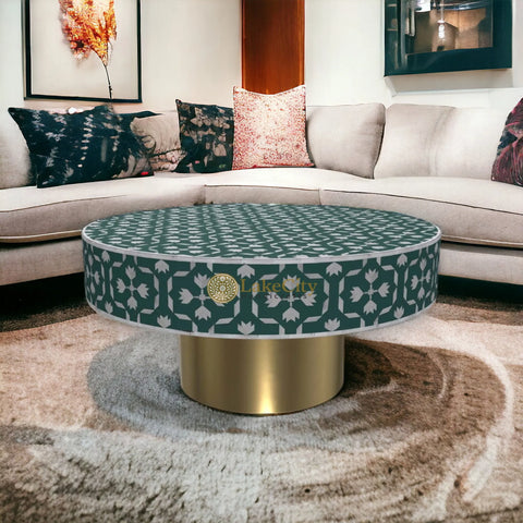 Bone Inlay Lotus Design Coffee Table | Bone Inlay Lotus Design Center Table