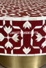 Bone Inlay Lotus Design Coffee Table Dark Red | Bone Inlay Lotus Design Center Table Dark Red