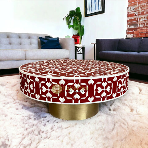 Bone Inlay Lotus Design Coffee Table | Bone Inlay Lotus Design Center Table